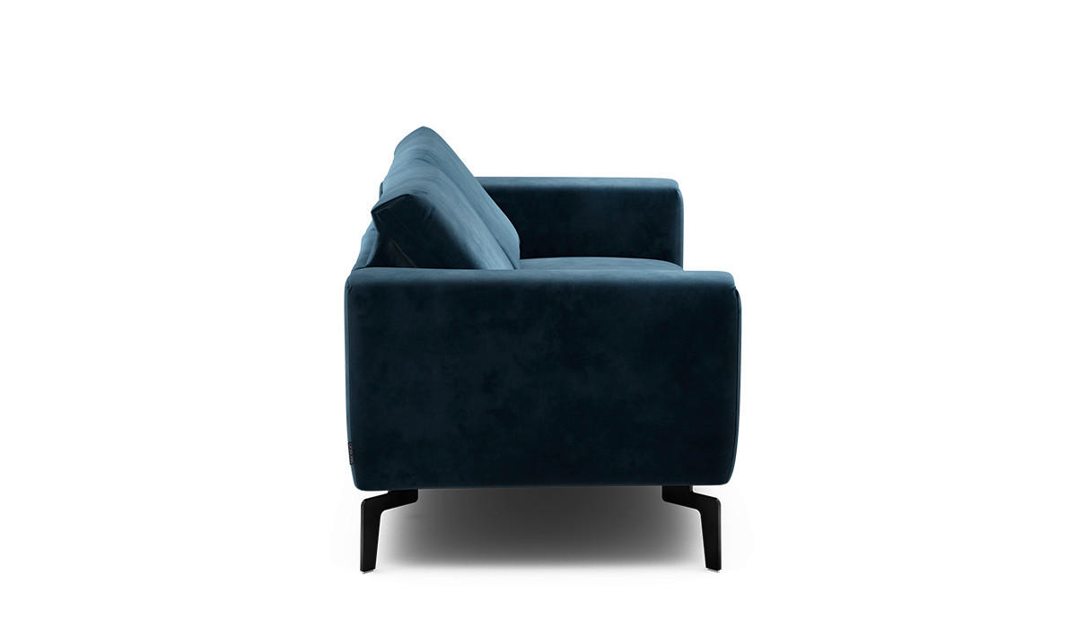 2-SITZER-SOFA Samt Dunkelblau  - Schwarz/Dunkelblau, Design, Textil/Metall (180/86/86-94cm) - SENSOO