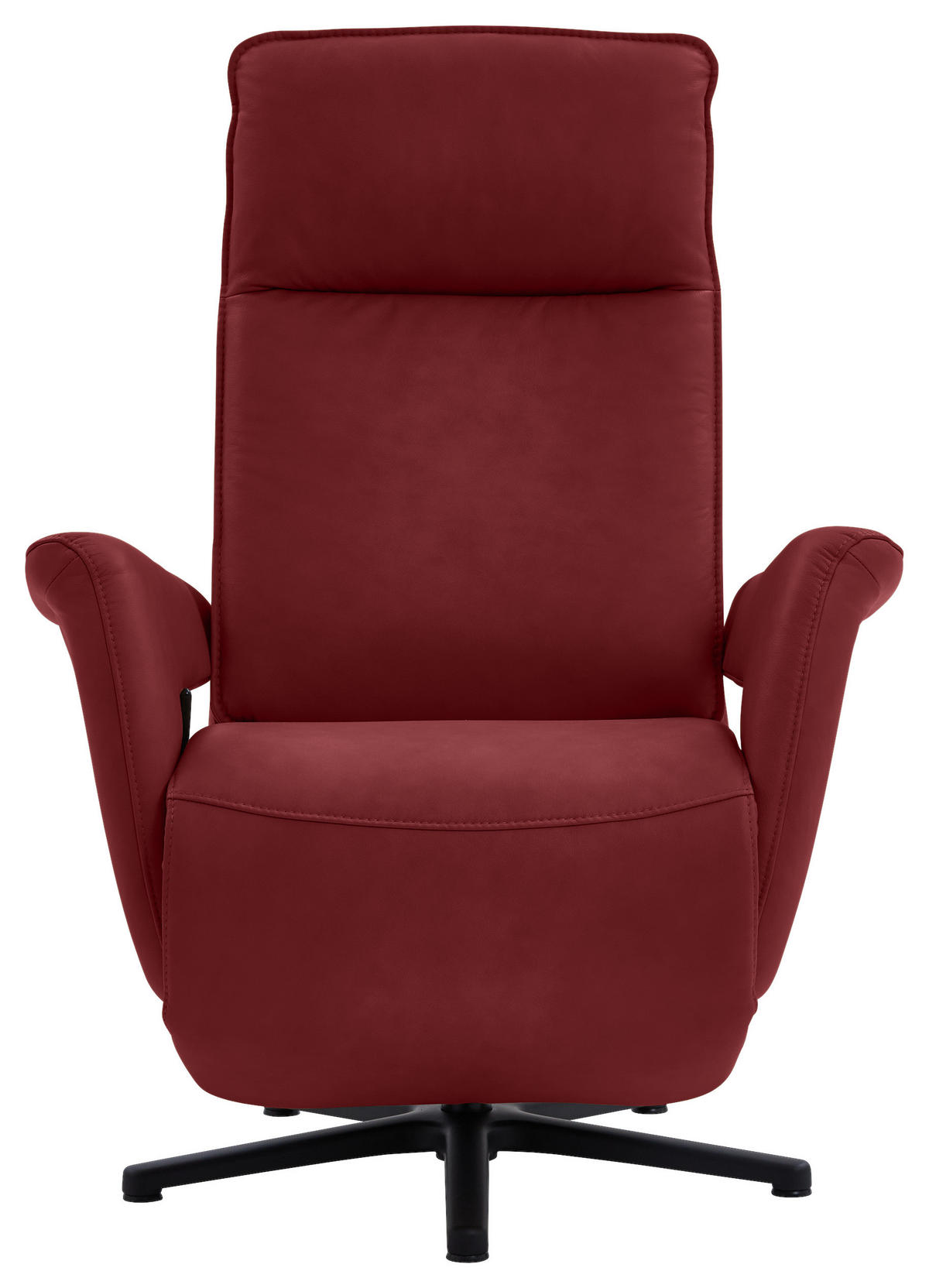 RELAXSESSEL in Leder Rot  - Rot/Schwarz, Design, Leder/Metall (83/112/87-174cm) - Valdera