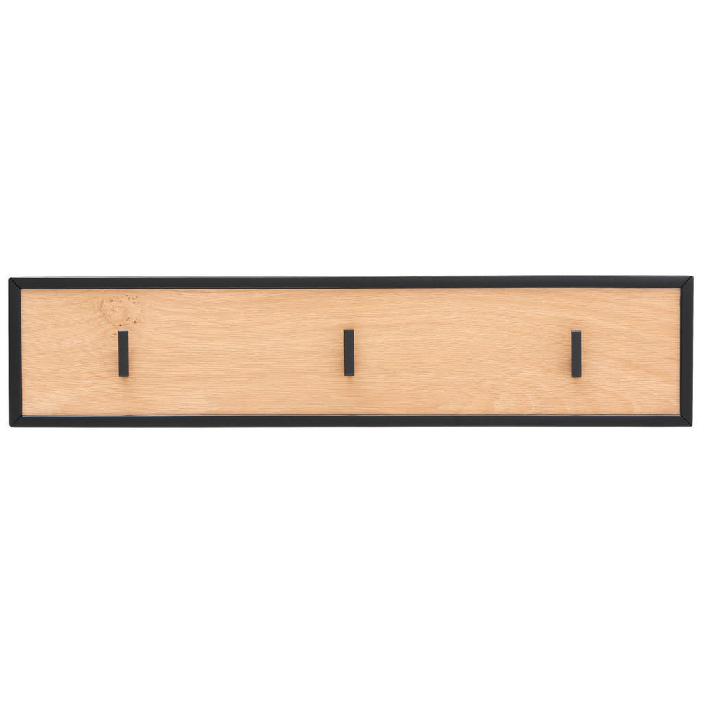 Thumbnail - Xxxl Hakenleiste, Schwarz, Eiche Bianco, Holz, Metall, Asteiche, teilmassiv, 80x18x6 cm, Aufhängemöglichkeit, Garderobe,...