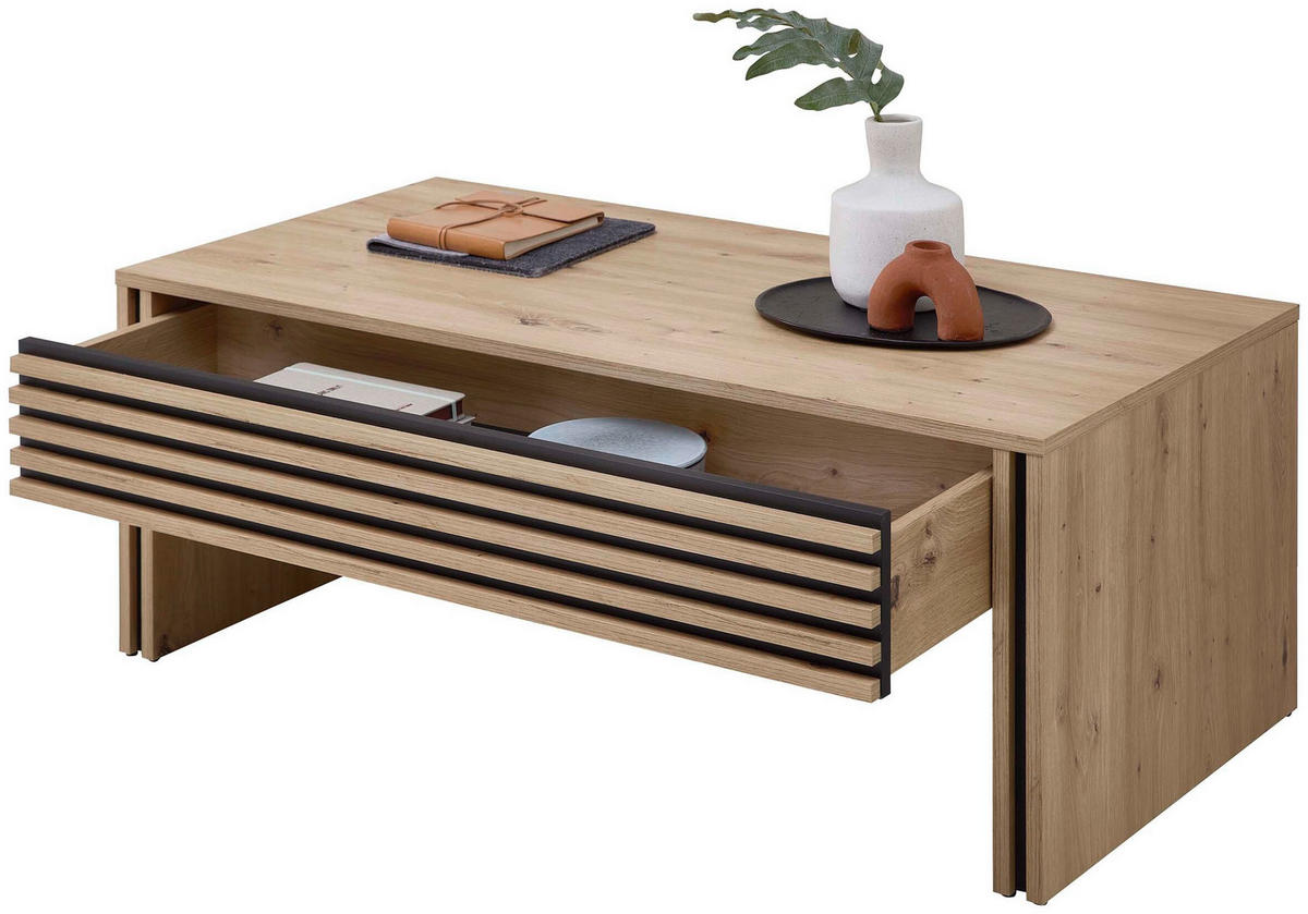 COUCHTISCH 60/110/42 cm rechteckig Schwarz, Eiche Artisan  - Schwarz/Eiche Artisan, Design, Holzwerkstoff (60/110/42cm) - MID.YOU