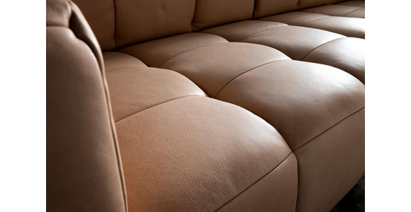ECKSOFA in Echtleder Hellbraun 255/244 cm - Hellbraun/Schwarz, Design, Leder/Metall (255/244cm) - Emilio Belluti