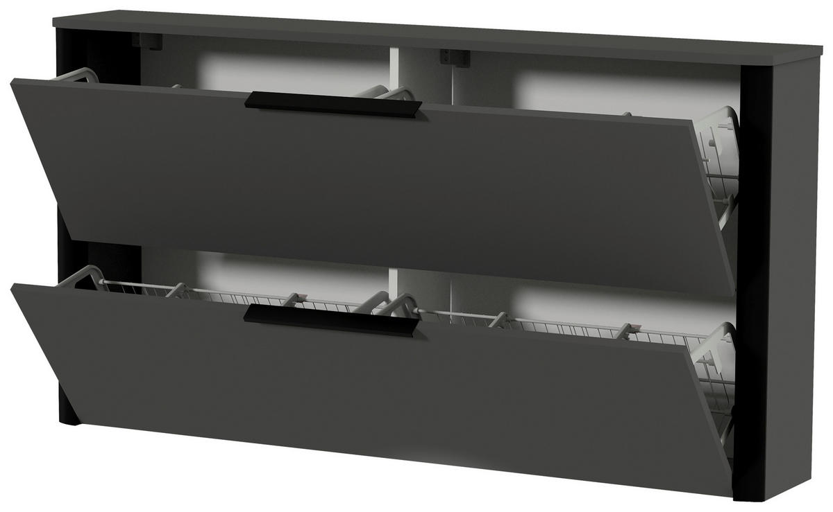 GARDEROBE 4-teilig  in 200/191/34 cm  - Anthrazit/Schwarz, Design, Glas/Holzwerkstoff (200/191/34cm) - Dieter Knoll