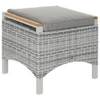 HOCKER in Holz, Metall, Kunststoff, Textil Weiß, Hellgrau, Teakfarben  - Hellgrau/Weiß, LIFESTYLE, Holz/Kunststoff (57,5/46/47cm) - Amatio