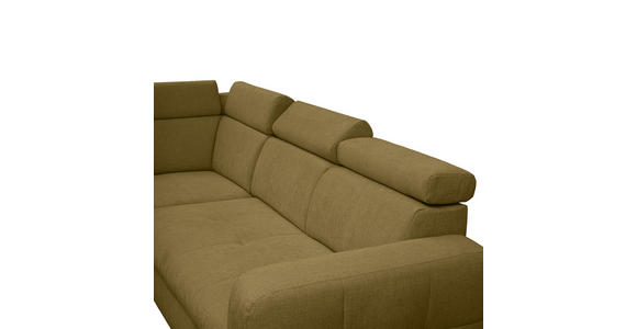 ECKSOFA inkl. Funktionen Olivgrün Samt - Olivgrün, Natur, Holz/Textil (206/261cm) - Venda