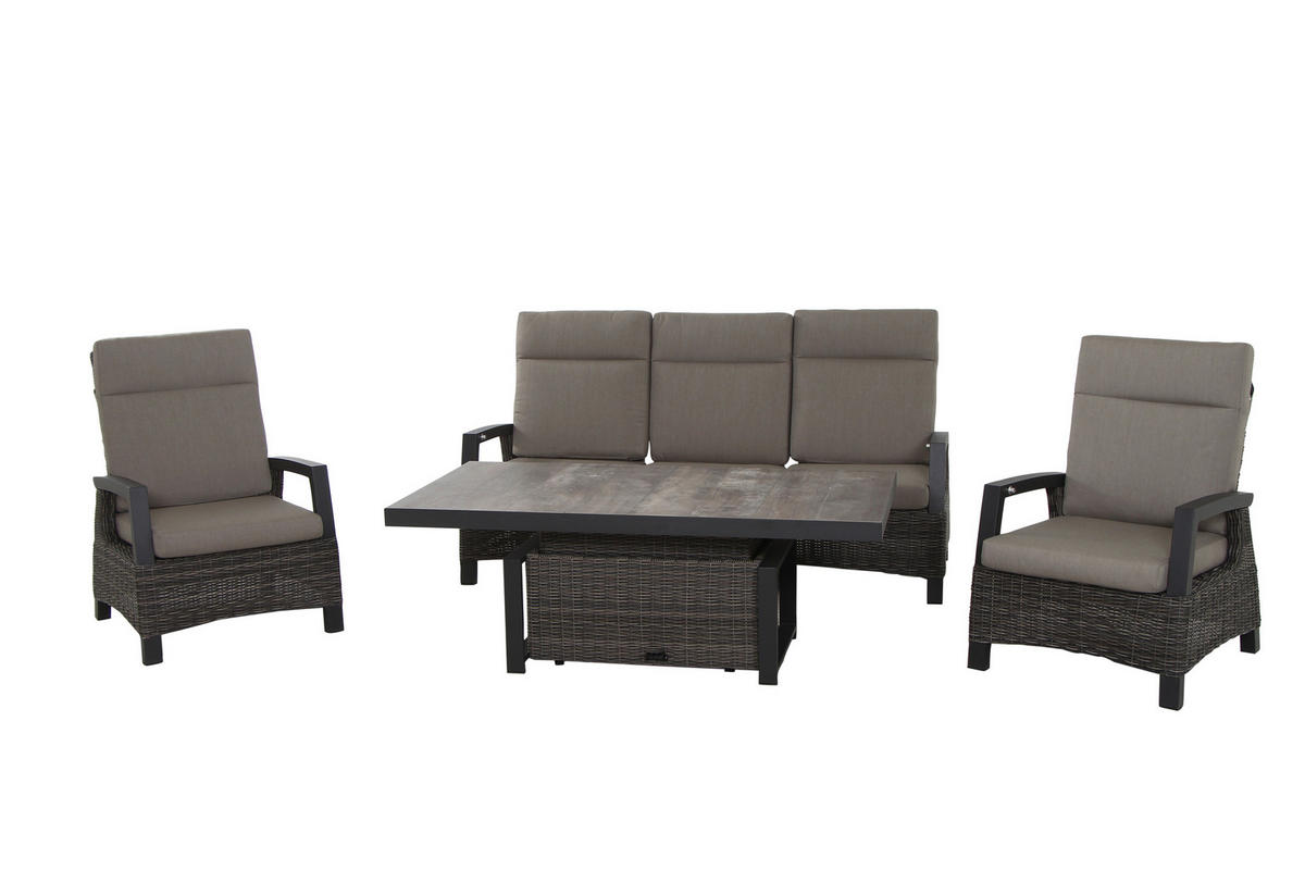 LOUNGEGARNITUR Aluminium  - Grau, Basics, Keramik/Kunststoff (72/206/103cm) - Siena Garden