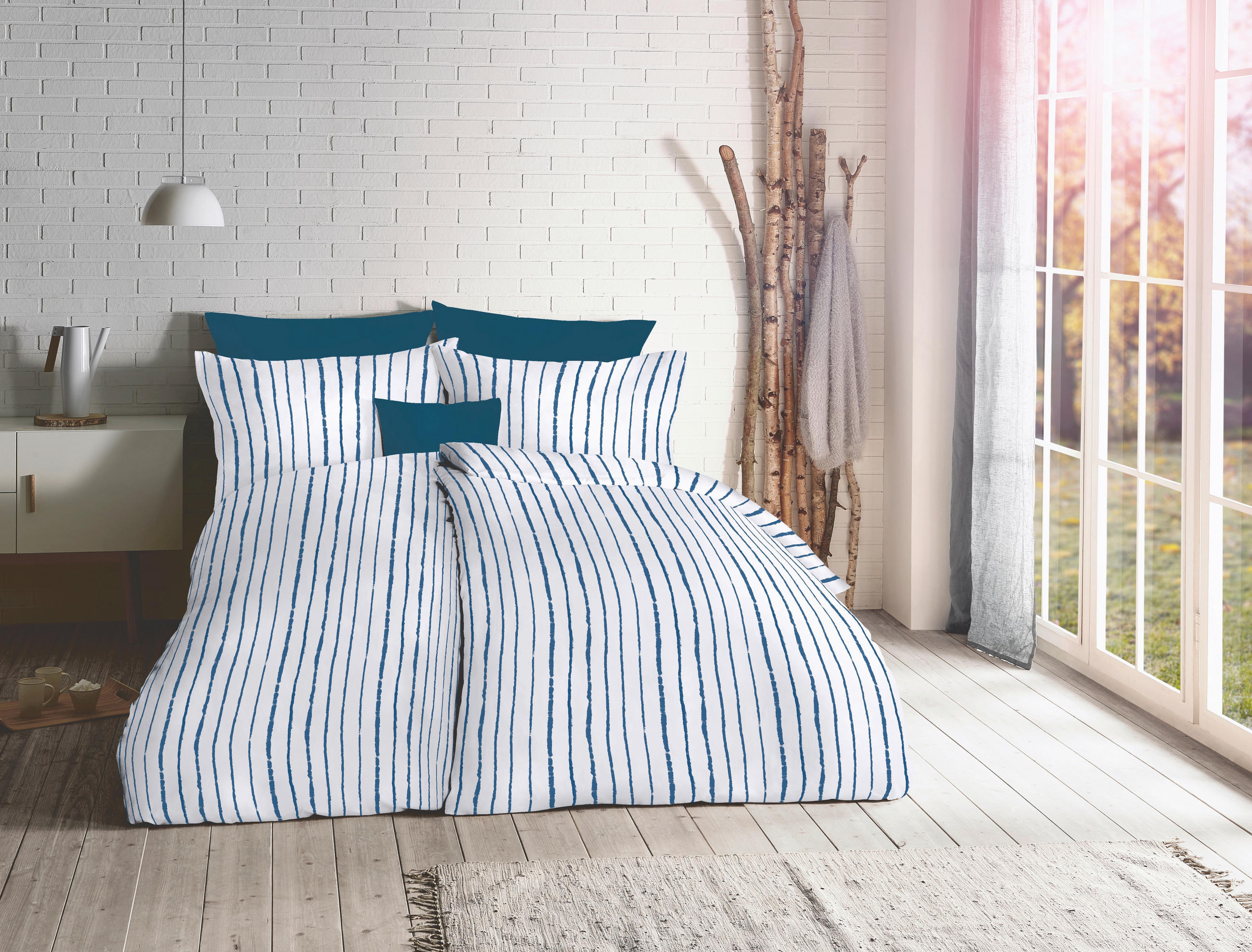 BETTWÄSCHE Provence Cassis Leinenoptik 155/200 cm  - Blau, Basics, Textil (155/200cm) - Fleuresse