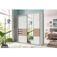 SCHWEBETÜRENSCHRANK  in Weiß, Eichefarben  - Eichefarben/Schwarz, KONVENTIONELL, Glas/Holzwerkstoff (180/198/65cm) - Carryhome