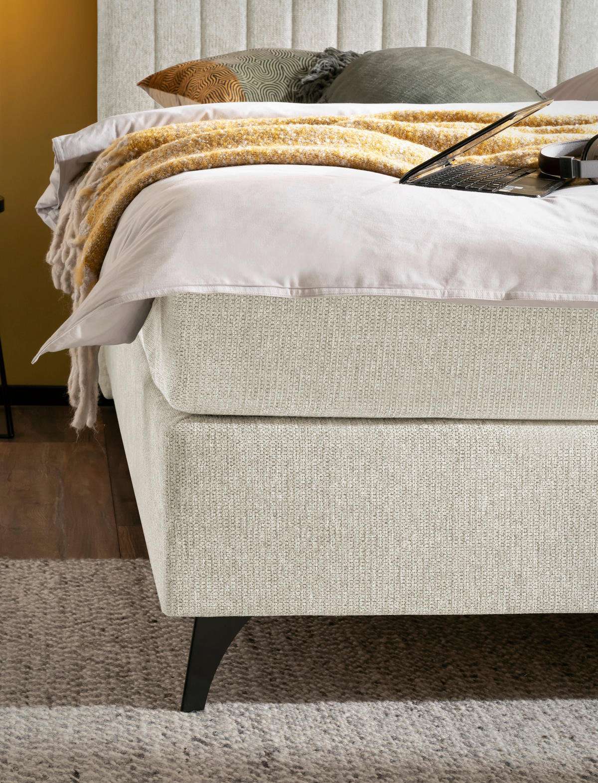 BOXSPRINGBETT 180/200 cm  in Beige  - Beige/Schwarz, Basics, Textil/Metall (180/200cm) - Boxxx
