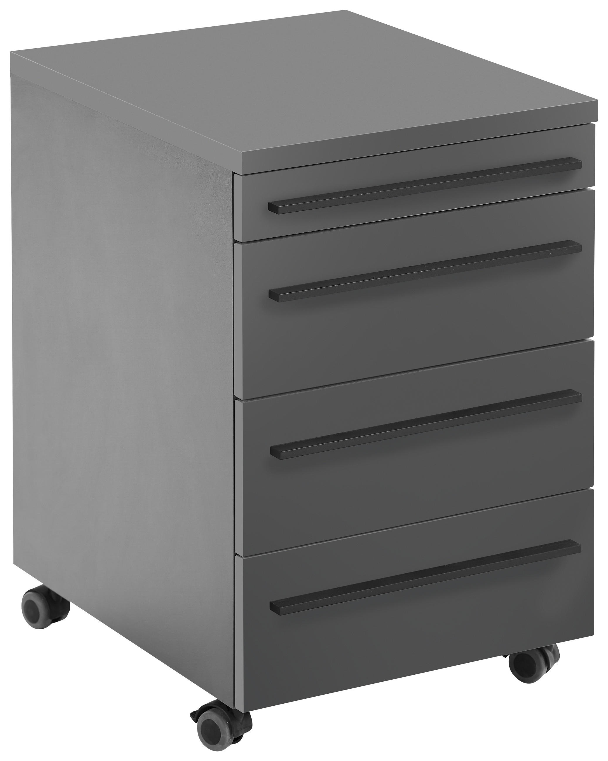 ROLLCONTAINER Graphitfarben  - Schwarz/Graphitfarben, MODERN, Holzwerkstoff/Kunststoff (42/61/49cm) - Novel
