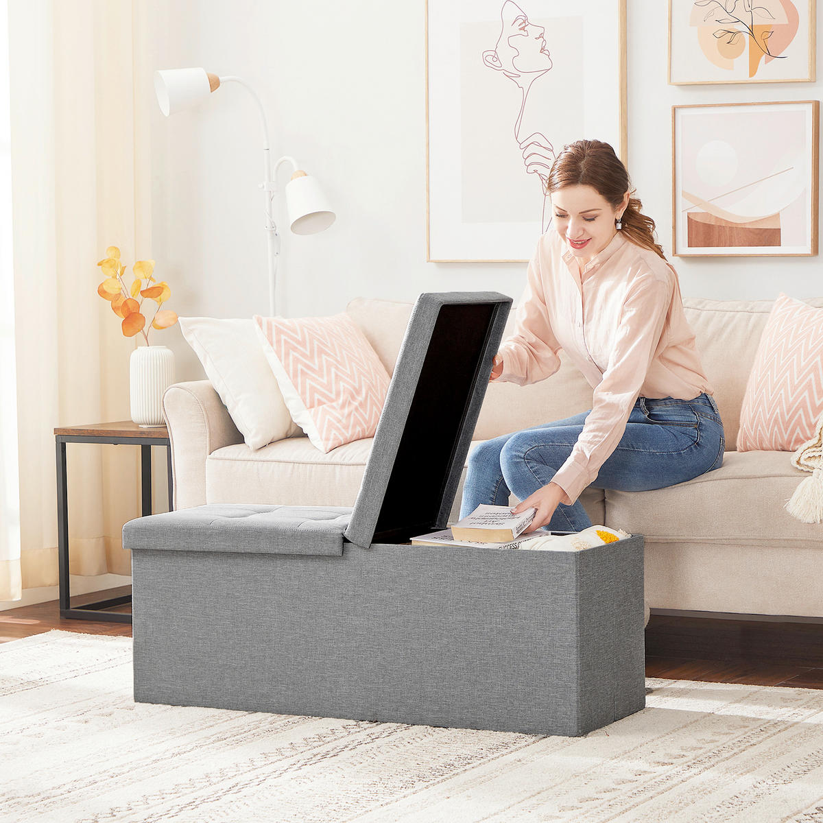 SITZBOX in Textil, Holzwerkstoff Grau  - Grau, Basics, Holzwerkstoff/Textil (110/38/38cm)