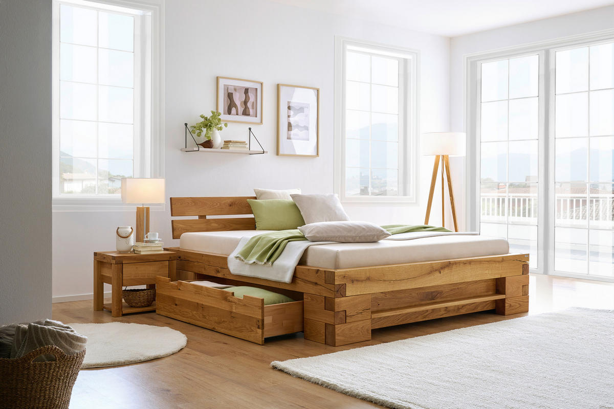 BETTSCHUBKASTEN  in Eichefarben  - Eichefarben, Natur, Holz (137/29/62cm) - Linea Natura