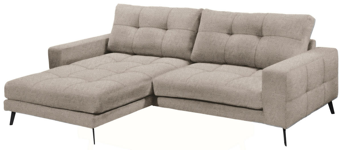 ECKSOFA ROCKPORT Greige Webstoff  - Greige/Schwarz, Basics, Textil/Metall (171/247cm) - Livetastic
