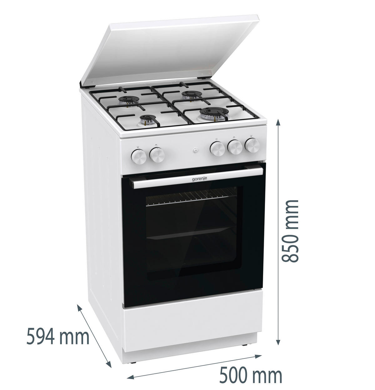 HERD GG5A13WH  - Weiß, Trend, Glas/Kunststoff (50/85/59,4cm) - Gorenje