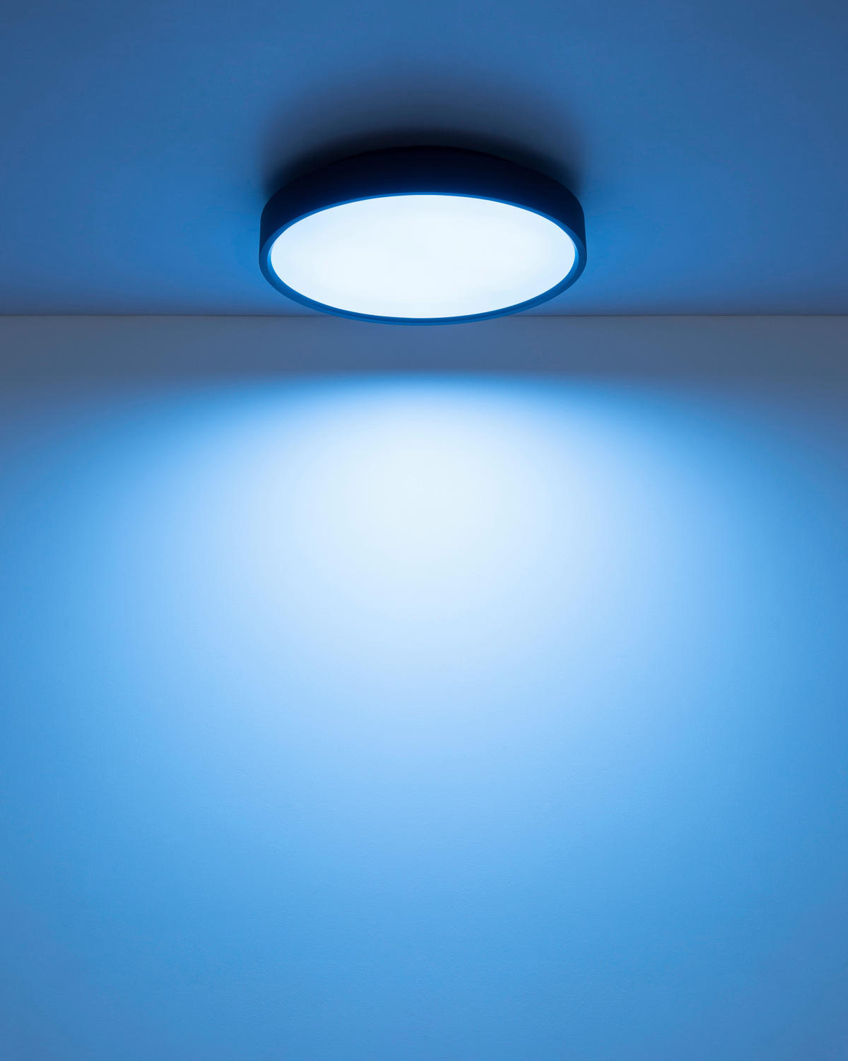 LED-DECKENLEUCHTE Jess 39/7,7 cm  - Opal/Schwarz, Design, Kunststoff/Metall (39/7,7cm) - Globo
