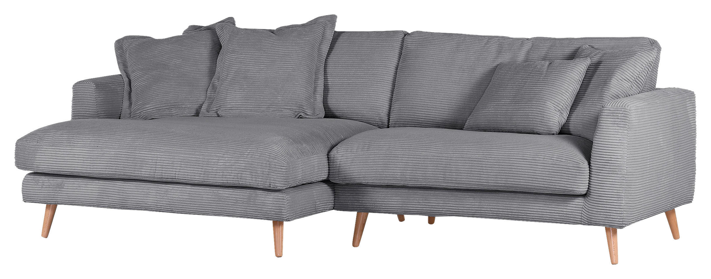 HÖRNSOFFA i manchester grå  - grå/naturfärgad, Romantik / Lanthus, trä/textil (140/270cm) - Livetastic