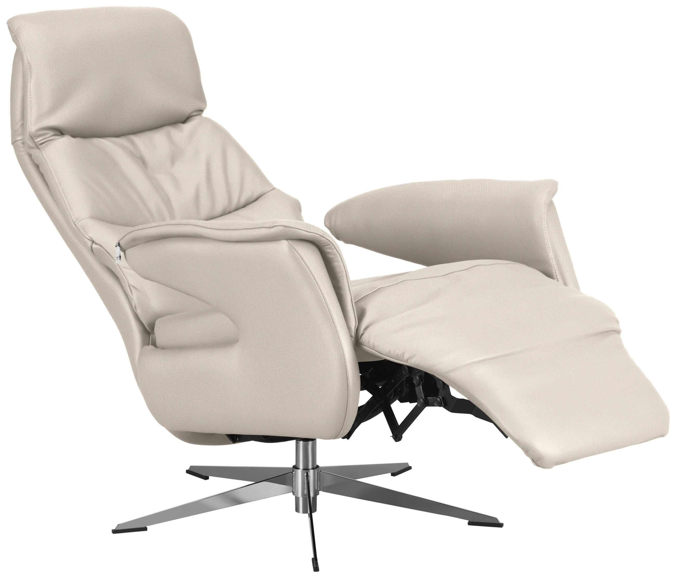 RELAXSESSEL in Leder Creme  - Chromfarben/Creme, Design, Leder/Metall (74/108/86cm) - Welnova