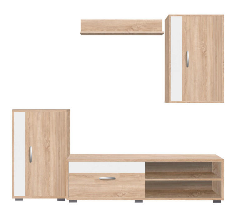 REGAL ZA DNEVNI BORAVAK bijela, hrast Sonoma   - bijela/hrast Sonoma, Design, drvni materijal/metal (150/35/190cm) - Ti'me