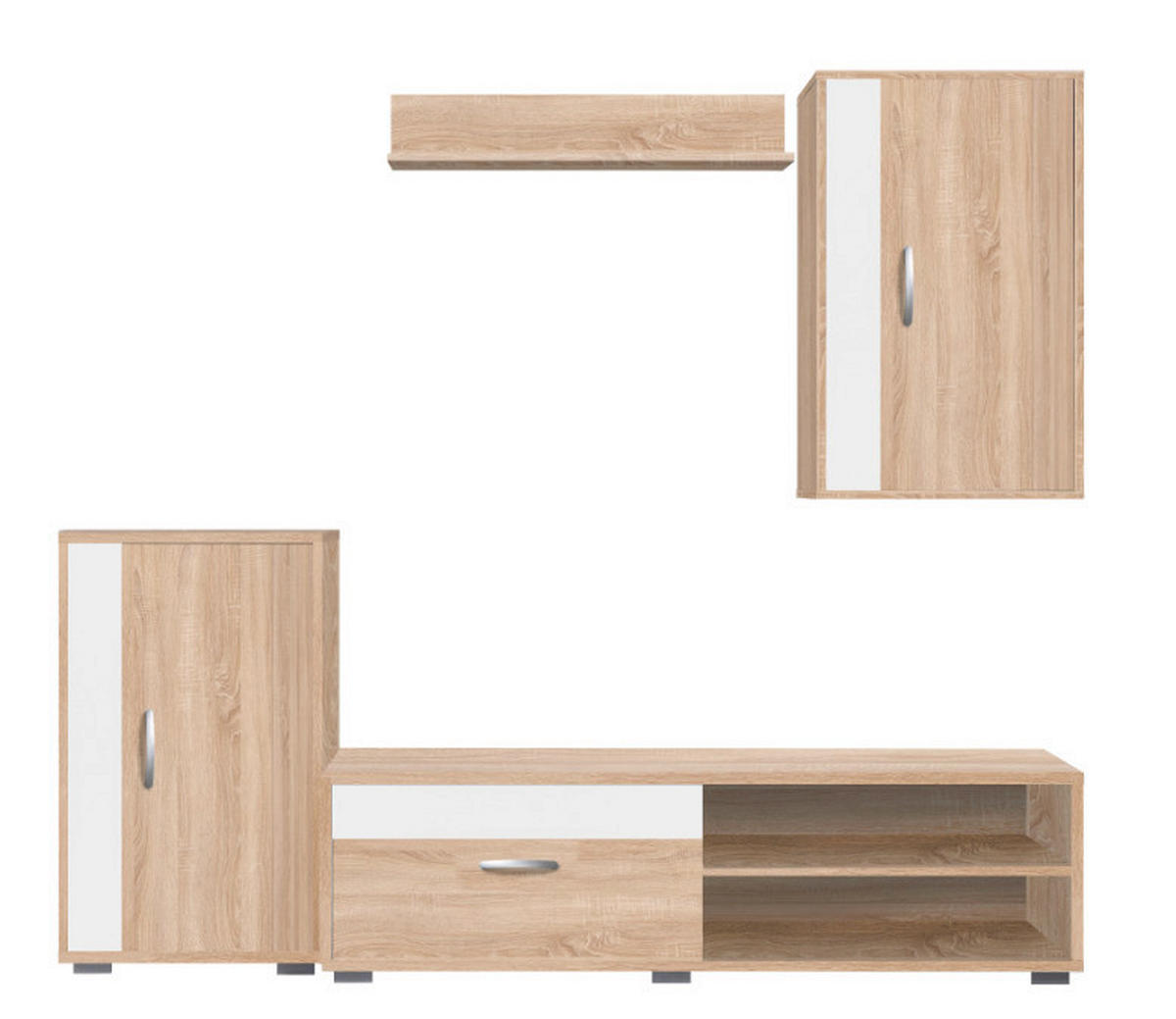 REGAL ZA DNEVNI BORAVAK bijela, hrast Sonoma   - bijela/hrast Sonoma, Design, drvni materijal/metal (150/35/190cm) - Ti'me