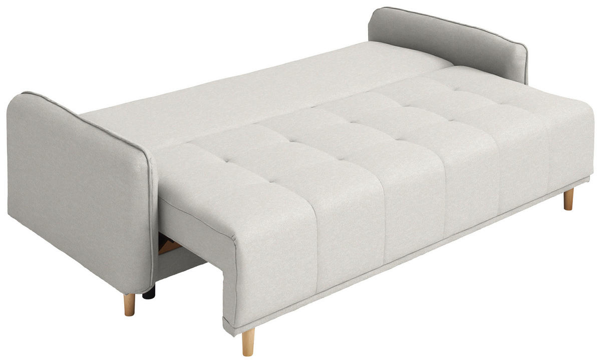 SCHLAFSOFA  in Chenille Creme  - Buchefarben/Creme, Design, Holz/Textil (217/97/101cm) - Carryhome