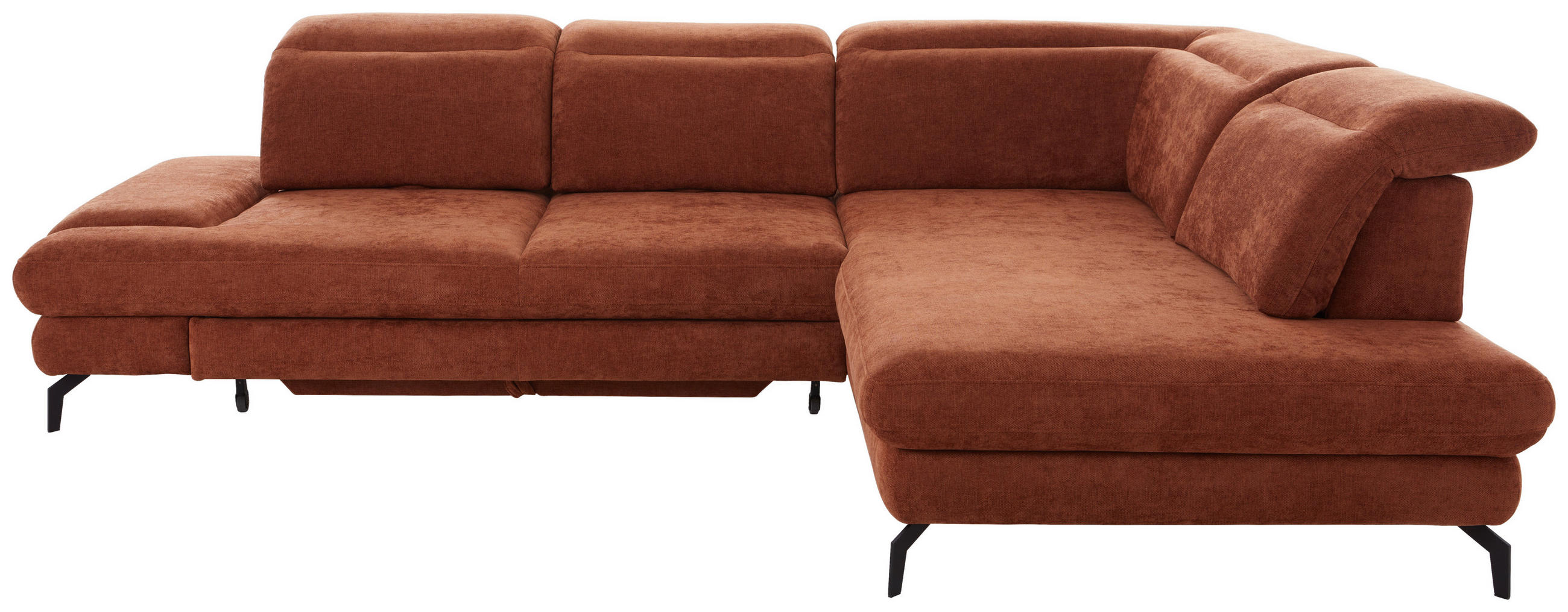 HÖRNSOFFA i velour rostfärgad  - svart/rostfärgad, Design, metall/textil (295/213cm) - Best Price