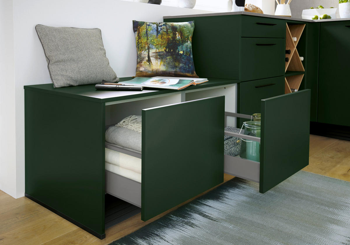 EINBAUKÜCHE SILVIA  - Dunkelgrün, Design, Holzwerkstoff - Novel