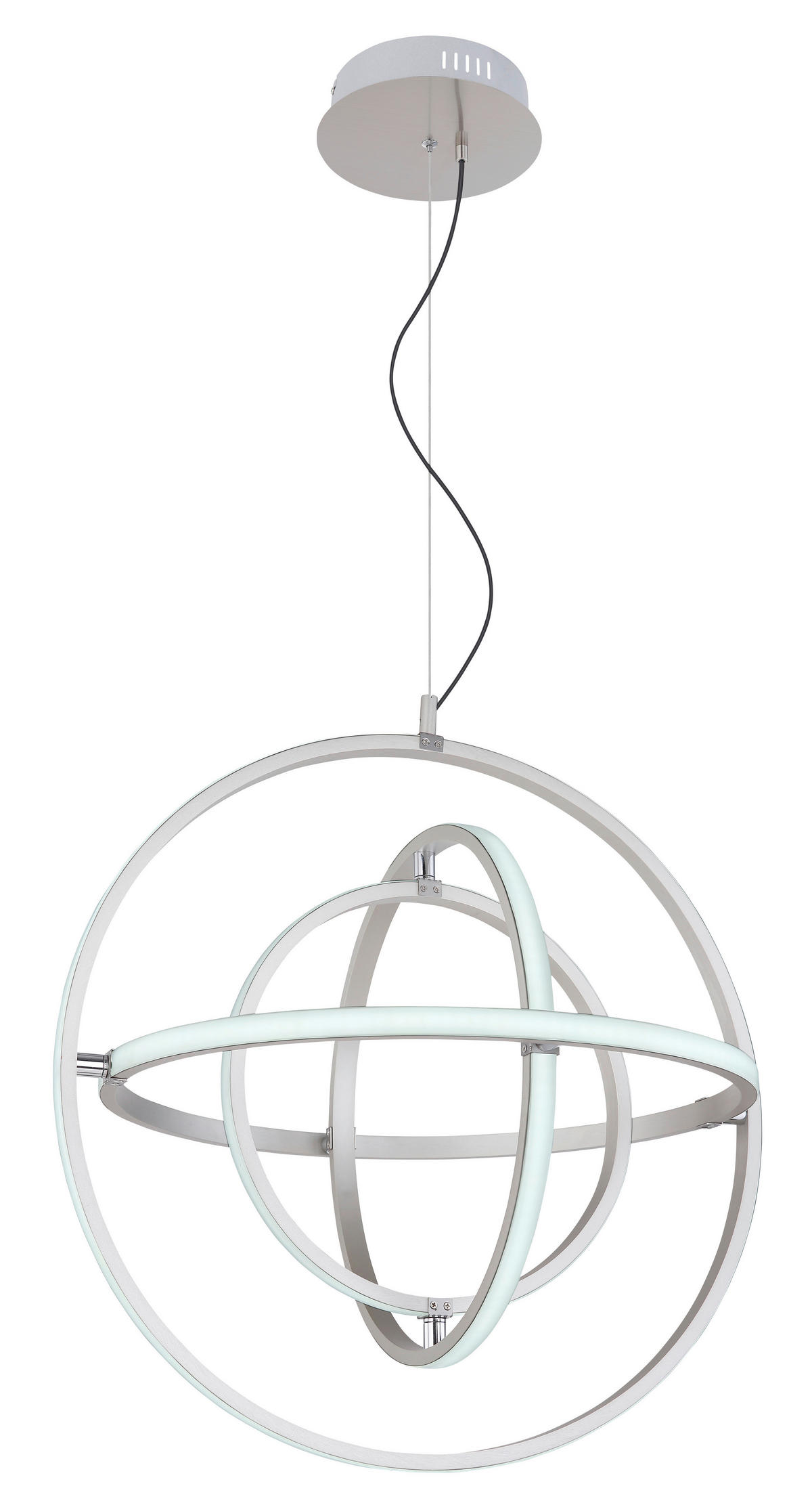 LED-HÄNGELEUCHTE 58/150 cm   - Opal/Nickelfarben, Design, Kunststoff/Metall (58/150cm) - Globo