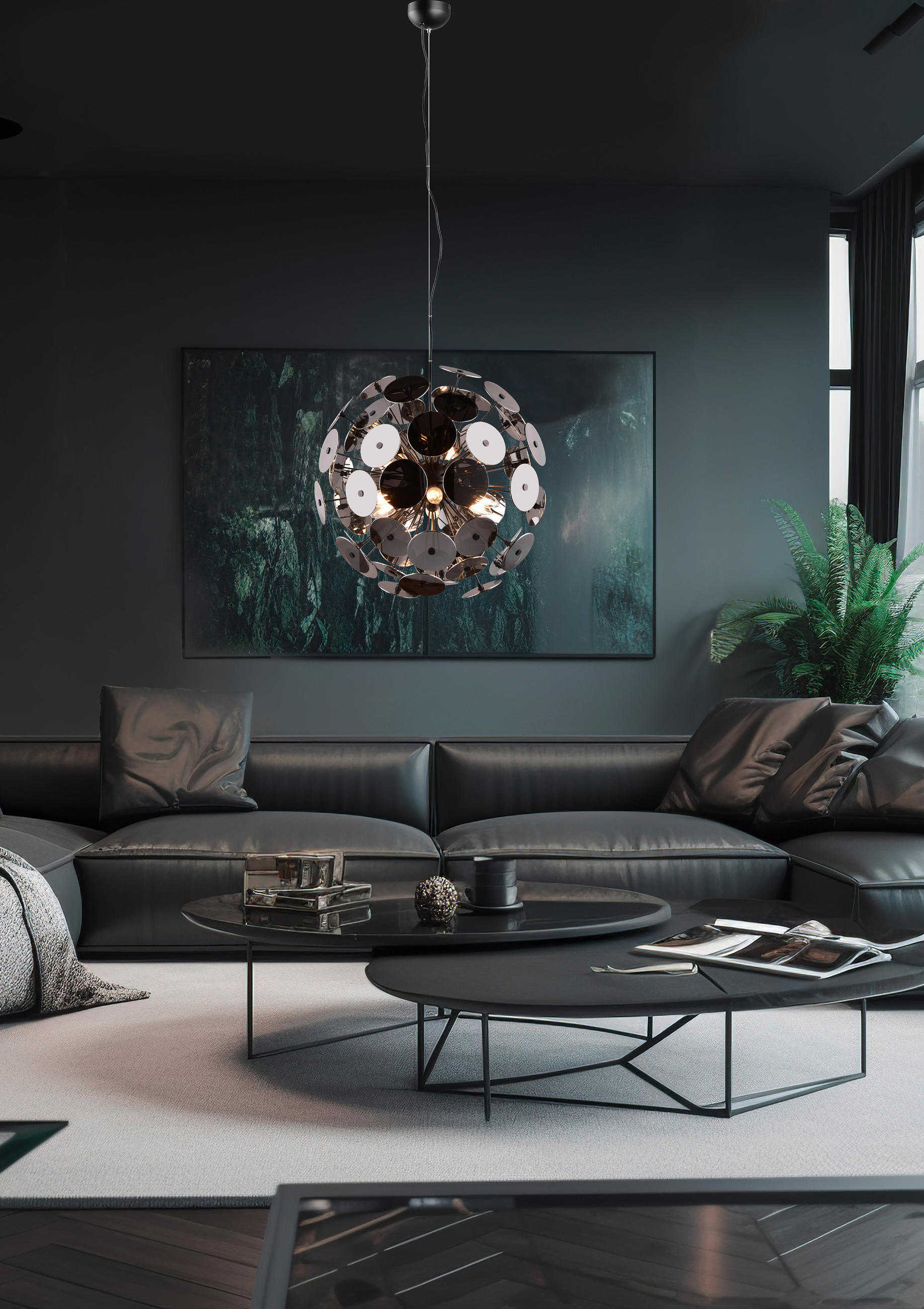 PENDELLEUCHTE 54/150 cm    - Chromfarben/Schwarz, Design, Glas/Metall (54/150cm) - Trio Leuchten