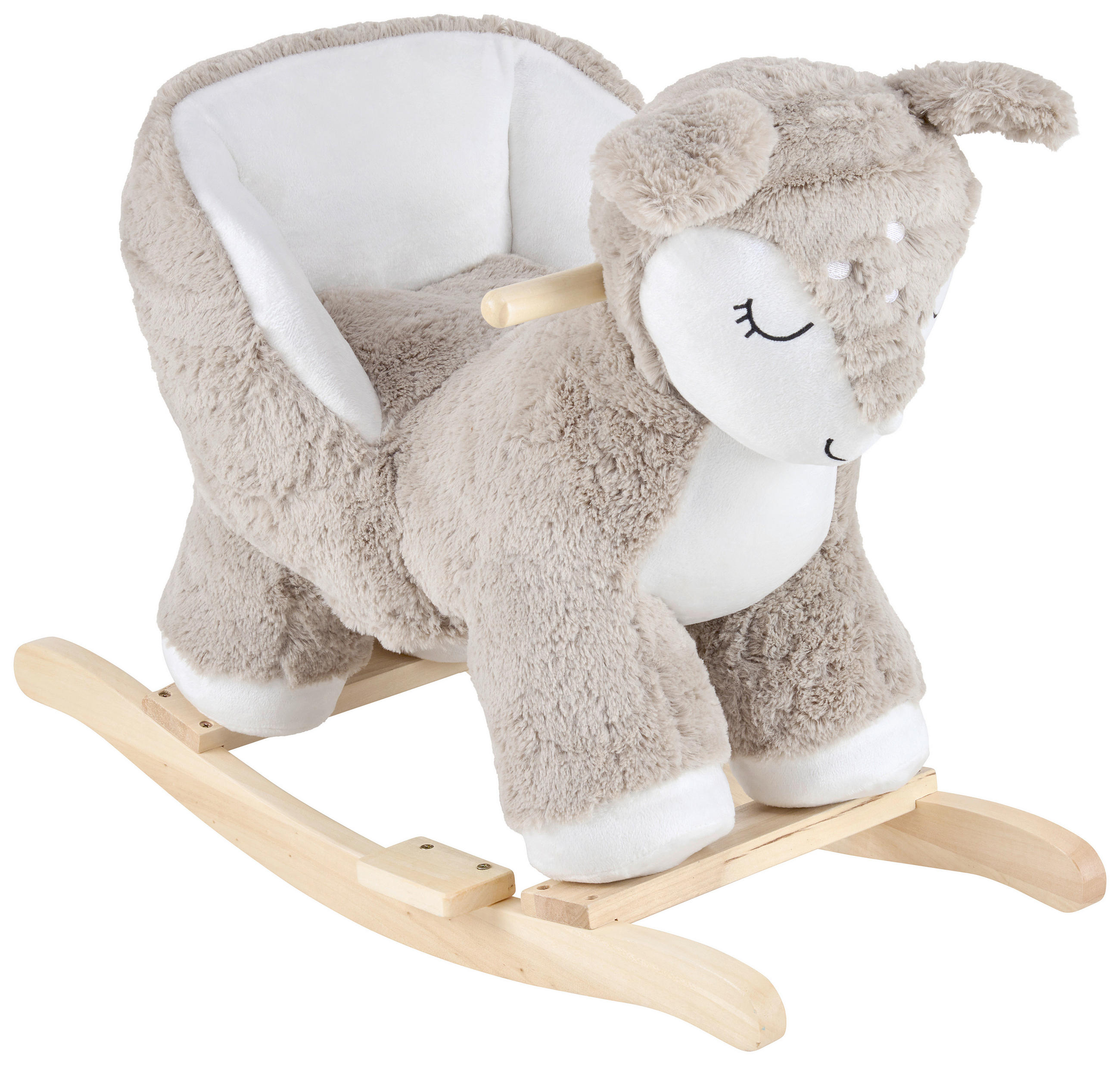 SCHAUKELPFERD - Taupe/Weiss, Basics, Holz/Textil (68/33/55cm) - Patinio