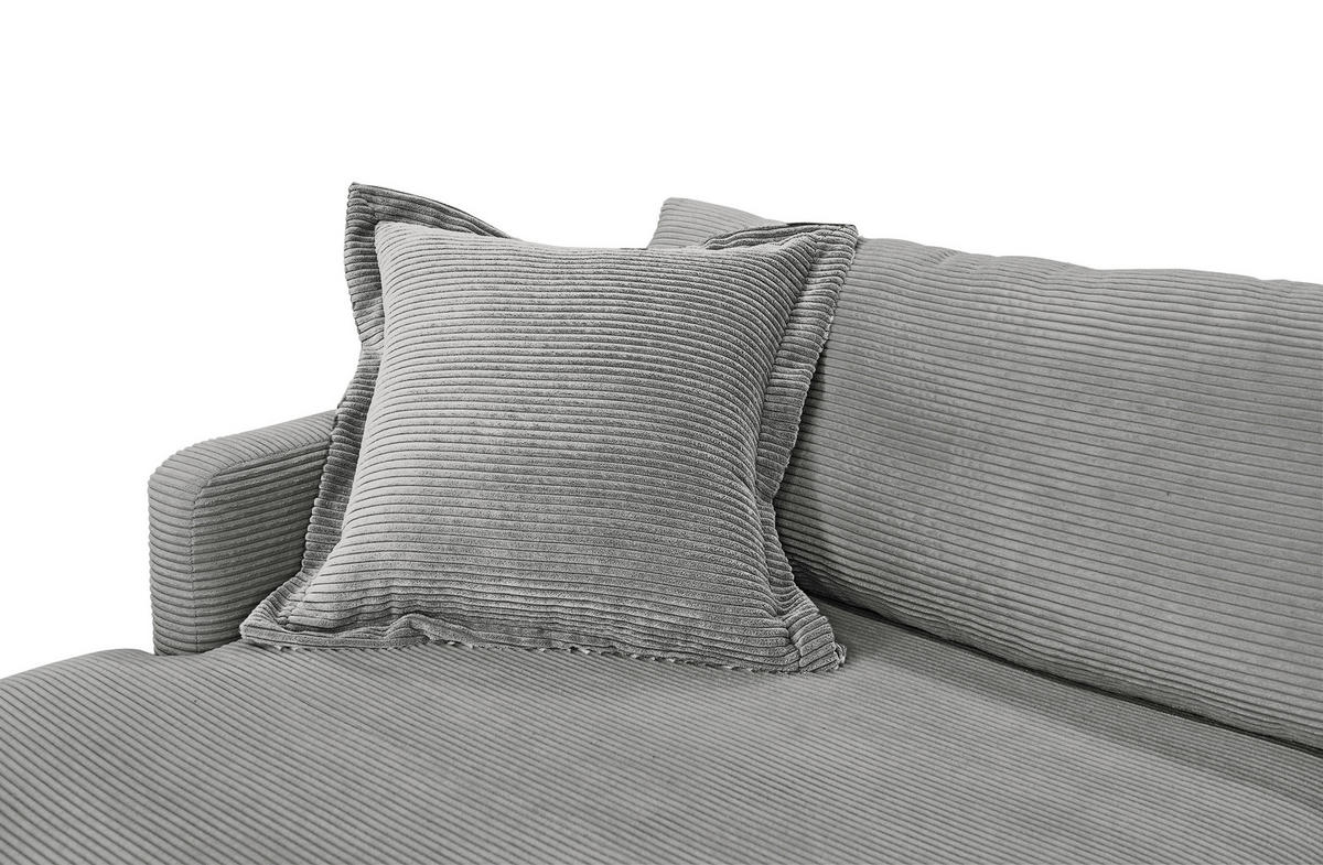 ECKSOFA in Cord Grau  - Schwarz/Grau, Design, Textil/Metall (193/268cm) - P & B