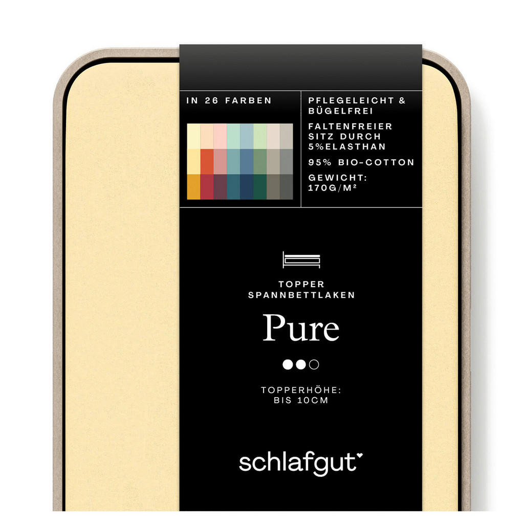 Thumbnail - Schlafgut Topper-Spannbetttuch Pure, Gelb, Textil, 120-130x200-220 cm, Oeko-Tex® Made IN Green, AZO-frei, Hohenstein, Te...