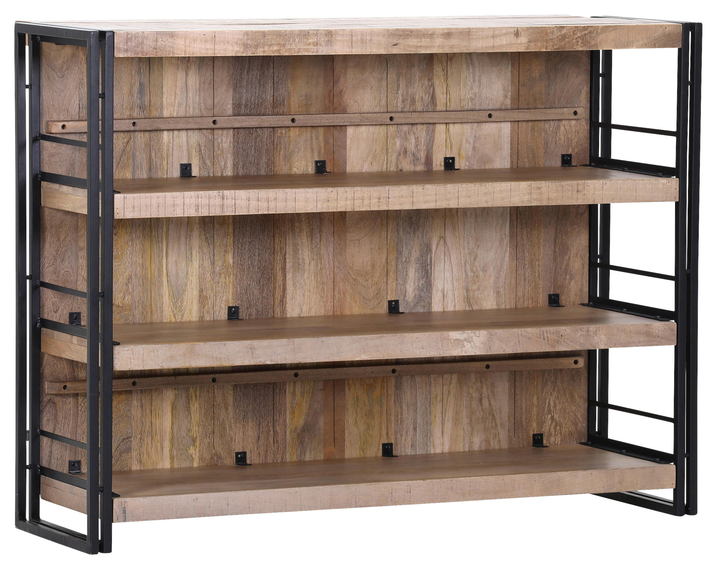 BAR Mangoholz massiv Naturfarben, Schwarz  - Schwarz/Naturfarben, Design, Holz/Metall (140/105/52cm) - Landscape