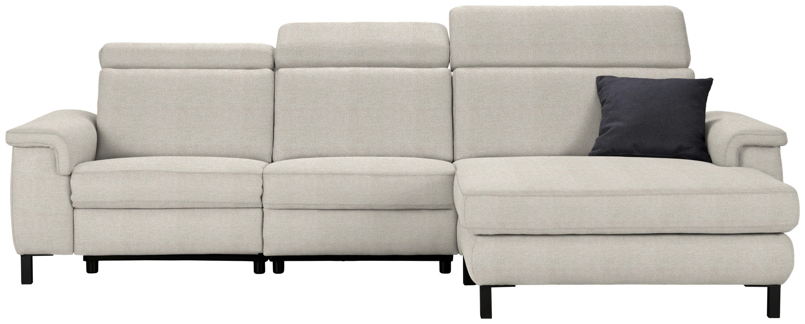 ECKSOFA in Flachgewebe Beige  - Beige/Schwarz, Konventionell, Textil/Metall (304/182cm) - Pure Home Comfort
