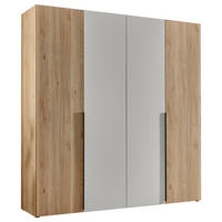 KLEIDERSCHRANK 200/210/53 cm,  in Weiß, Eichefarben, 4-türig  - Eichefarben/Schwarz, KONVENTIONELL, Holzwerkstoff/Kunststoff (200/210/53cm) - Boxxx
