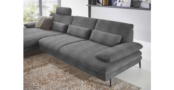 ECKSOFA in Chenille Grau  - Schwarz/Grau, Design, Textil/Metall (180/310cm) - Dieter Knoll