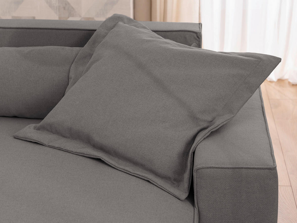 ECKSOFA Webstoff Grau  - Schwarz/Grau, Design, Kunststoff/Textil (251/142cm) - P & B
