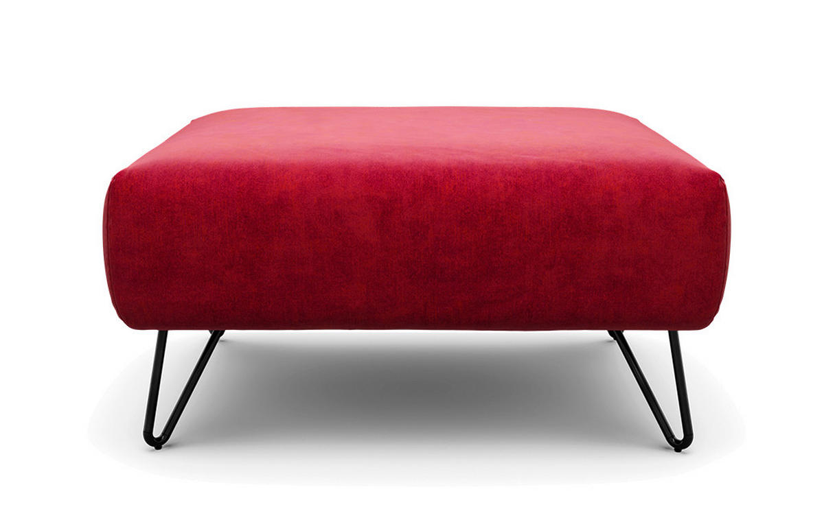 HOCKER Samt Rot  - Rot/Schwarz, Design, Textil/Metall (90/70/46cm) - SENSOO