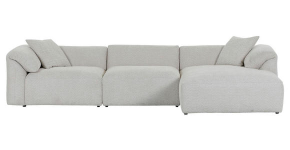 ECKSOFA in Chenille Creme 323/180 cm - Creme/Schwarz, MODERN, Kunststoff/Textil (323/180cm) - Carryhome