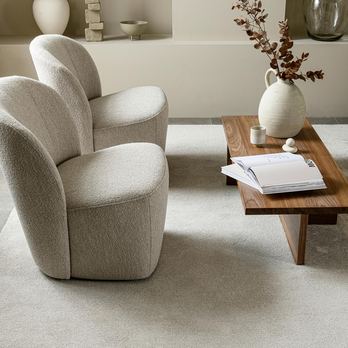 SESSEL in Bouclé Naturfarben  - Schwarz/Naturfarben, Design, Kunststoff/Textil (68/75/72cm) - Livetastic
