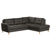 ECKSOFA Dunkelbraun Echtleder Lederlook  - Dunkelbraun/Buchefarben, Design, Leder/Holz (236/190cm) - Livetastic