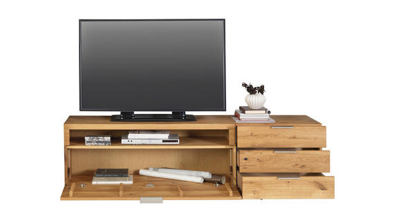 TV-ELEMENT 192/55/50 cm - Eichefarben/Alufarben, KONVENTIONELL, Holz/Metall (192/55/50cm) - Cantus
