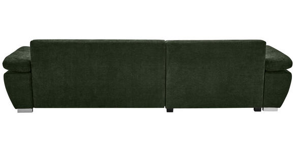 ECKSOFA  in Chenille Dunkelgrün  - Dunkelgrün/Silberfarben, KONVENTIONELL, Holz/Textil (187/293cm) - Carryhome