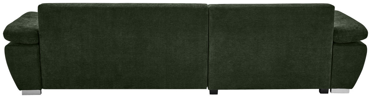 ECKSOFA Dunkelgrün Chenille  - Dunkelgrün/Silberfarben, KONVENTIONELL, Holz/Textil (187/293cm) - Carryhome