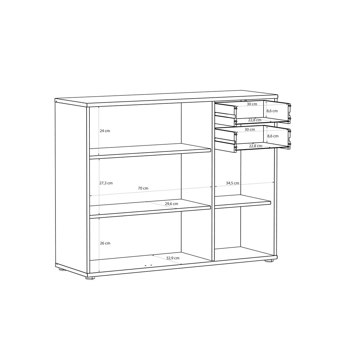 KOMMODE , 108,8/85,5/34,8 cm, 2 Schublade(n)  - Sandfarben/Schwarz, Design, Holzwerkstoff/Kunststoff (108,8/85,5/34,8cm)