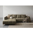 ECKSOFA in Flachgewebe Braun  202/306 cm  - Buchefarben/Braun, KONVENTIONELL, Holz/Textil (202/306cm) - Carryhome