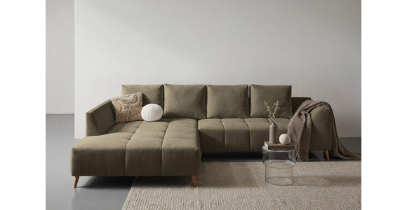 ECKSOFA in Flachgewebe Braun  202/306 cm  - Buchefarben/Braun, KONVENTIONELL, Holz/Textil (202/306cm) - Carryhome