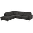 ECKSOFA  in Mikrofaser Anthrazit  242/275 cm  - Anthrazit/Alufarben, Design, Textil/Metall (242/275cm) - Dieter Knoll