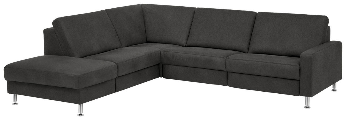 ECKSOFA in Mikrofaser Anthrazit  - Anthrazit/Alufarben, Design, Textil/Metall (242/275cm) - Dieter Knoll