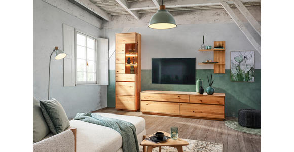 WOHNWAND in Kernbuche 267/205/50 cm - Kernbuche, Natur, Glas/Holz (267/205/50cm) - Cantus