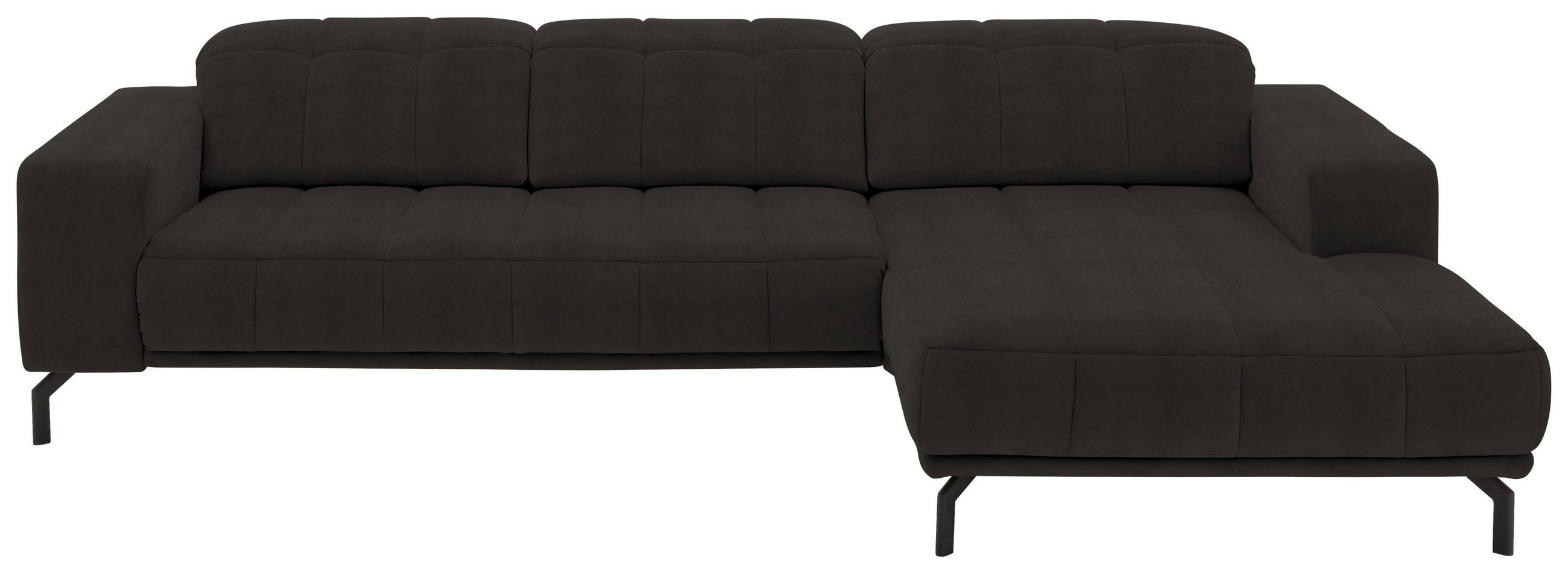 ECKSOFA in Velours Dunkelbraun  293/195 cm  - Dunkelbraun/Schwarz, Design, Textil/Metall (293/195cm) - Beldomo Style