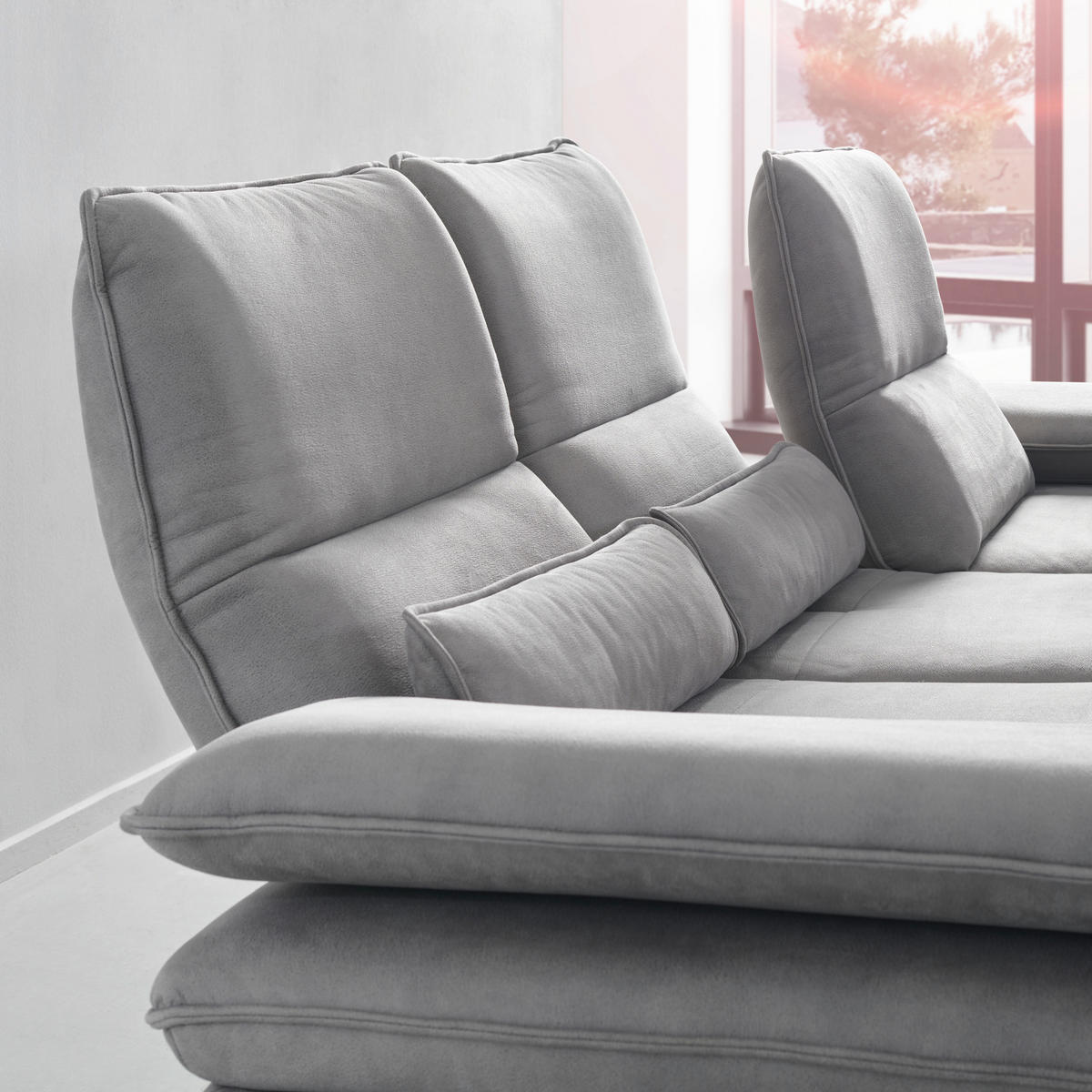 ECKSOFA Grau Mikrofaser  - Schwarz/Grau, Design, Textil/Metall (291/164cm) - Chilliano